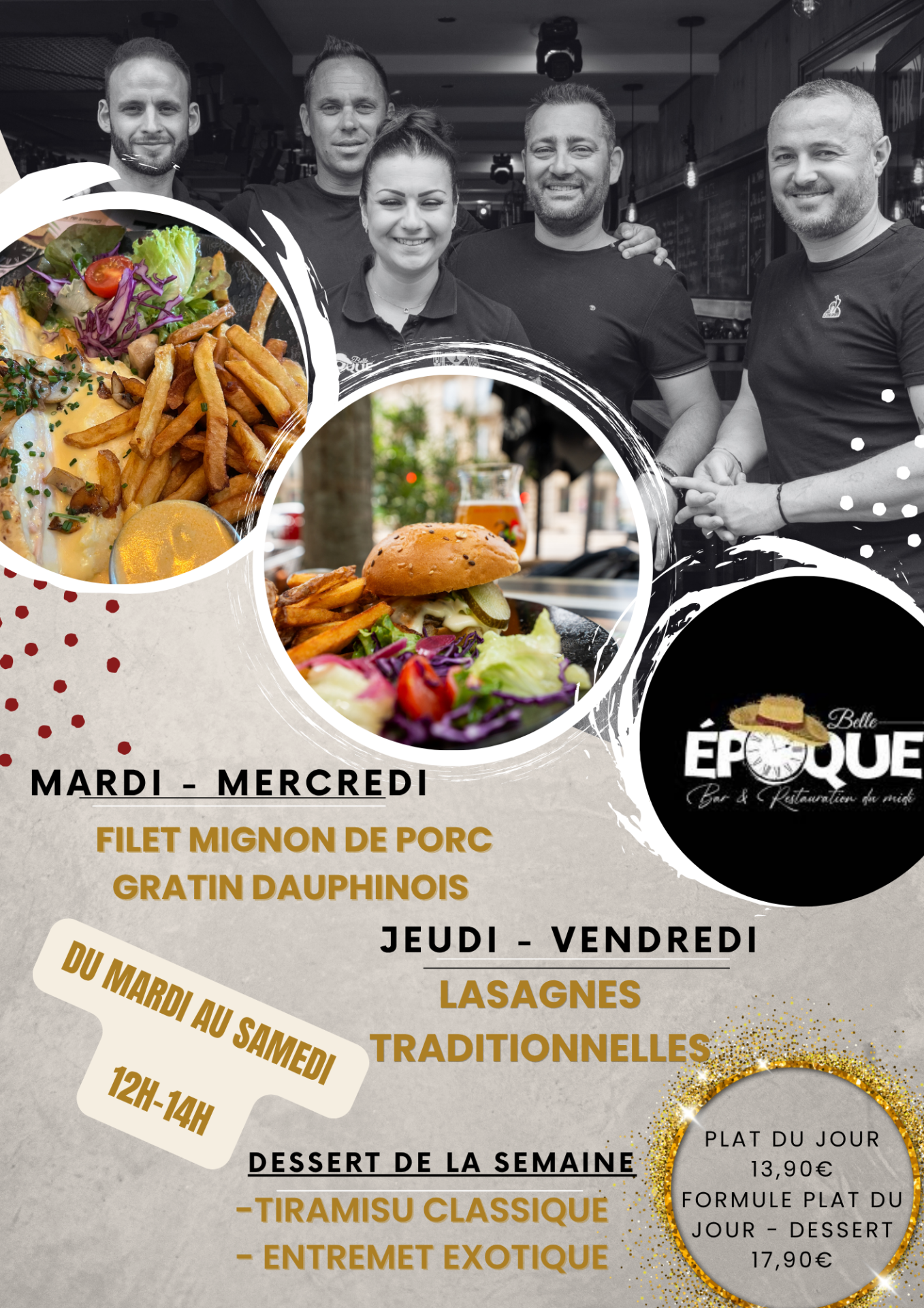 Copie de black and orange restaurant menu flyer